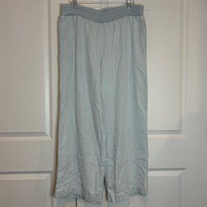 For The Republic Denim Smock Waist Wide Leg Light Wash Chambray Pants XL